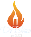 Orange flame with a fork in the center, evoking an Italian steakhouse vibe on a white background.